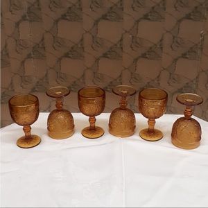 Vintage Tiara Indiana Glass Amber Sandwich 3
1/2 oz stemed wine glasses